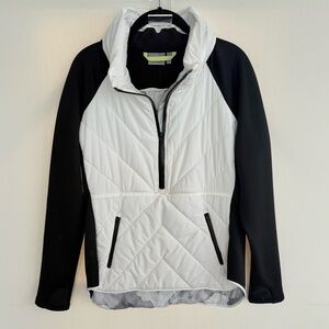 Athleta Wind Sprint 1/2 Zip Pullover Hooded Thumbholes Black size medium